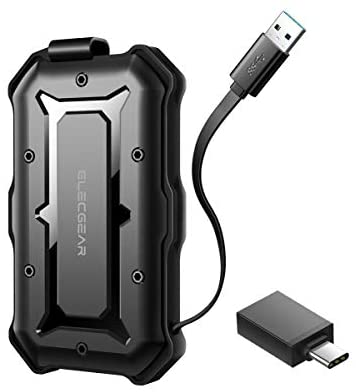 ElecGear Protective USB 3.0 Hard Drive Enclosure, 2.5-inch Portable External HDD/SSD Case Box, Waterproof Shockproof Military Drop Tested Housing Caddy with Integrated USB Cable and USB C Adapter