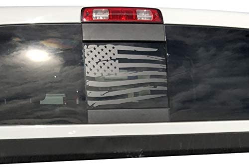 Elevated Auto Styling LLC- Compatible with Dodge RAM Back Middle Window Distressed American Flag 2009-2018 (Black)