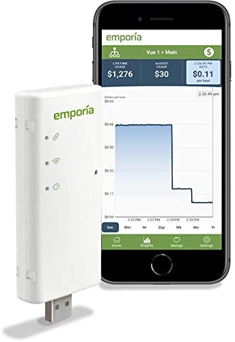 Emporia Vue Smart Home Energy Monitor | Works only w/PG&E, SCE, SDGE, PPL, First Energy, Ohio Edison, Burlington Electric & Green Mountain Power | Connects to Your Electric Meter | Solar Net Metering