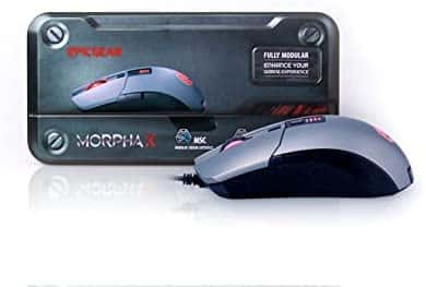 EpicGear EGMMX1-BGDAA MORPHA X Gaming Mouse, Modular Dual Sensor 12000dpi IR LED/ 8200dpi Laser Sensor, Gray
