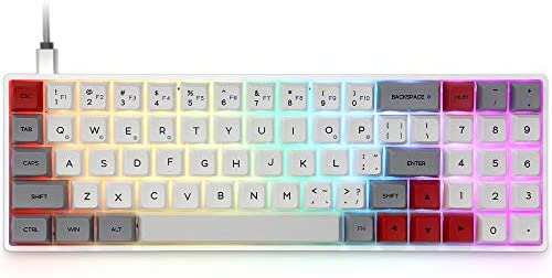 Epomaker SK71S 71-Keys Bluetooth5.1 Wireless/Wired Hot Swappable Mechanical Keyboard with RGB Backlit PBT GSA Keycaps for Win/Mac/Gaming (Gateron Optical Blue, Grey)