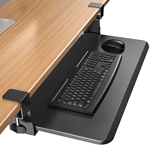 ErGear Keyboard Tray Under Desk, Slide-Out Enlarged Keyboard Mouse Holder, Ergonomic Clamp on Computer Drawer Extender Measuring 26.3” x 11.8” Black