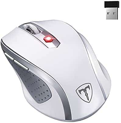 Ergo Wireless Mouse for Laptop,2.4G Mouse Ergonomic Computer Mouse with Finger Rest, 5 Adjustable DPI Levels,USB Receiver,2400DPI USB Mouse for Laptop PC Chromebook Notebook MacBook Computer,White