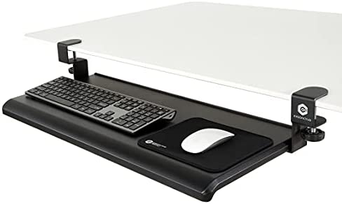 ErgoActive Extra Wide Under Desk Keyboard Tray with Clamp On Easy Installation, Fits Full Size Keyboard and Mouse, Office, Home, School, Gaming Keyboard Tray…