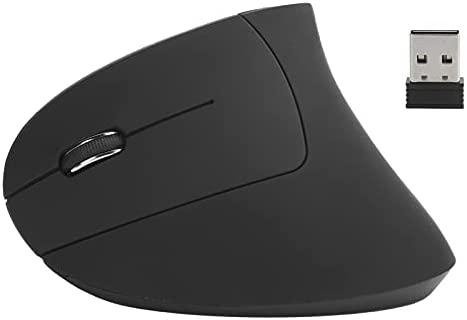 Ergonomic Vertical Mouse, 2.4Ghz Wireless Mouse, Left Handed Adjustable 1600DPI Optical Ergonomic Mouse for Laptop, Computer Mice for Gaming Office(Black)