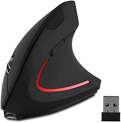 Ergonomic Vertical Wireless Mouse, Rechargeable 2.4GHz Optical Mice 800/1200/1600 DPI 6 Buttons for Laptop, PC, Computer, Desktop, Notebook