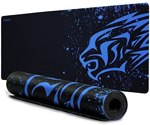 Extended Large Gaming Mouse Pad XXL Thick Non-Slip Rubber Base Mouse pad Mice Smooth Cloth Surface Keyboard Mouse Pads for Computers Black and Blue Size -28”x12”x0.1” (Blue)