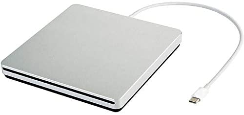 External CD DVD Drive USB C CD DVD Burner/Writer Slim Portable Slot in CD DVD Reader for MacBook Pro/Air/Mac/Laptop/Windows10 (Sliver)