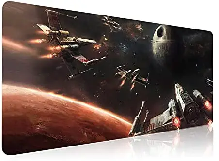 Extra Large Gaming Mouse Pad Death Star X-Wing Galaxy Planet,Stitched Edge Frame & Non-Skid Rubber Base Mousepad,Laptop Desk Pad,Computer Keyboard and Mice Pads Mouse Mat 35.4X15.7