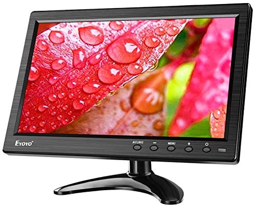 Eyoyo 10 Inch Monitor 1024×600 Small Display HD TFT LCD Display Screen Support AV VGA BNC HDMI Video Input for CCTV DVD PC DVR with Speaker