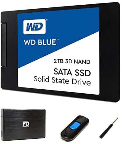 FD 2TB SSD Upgrade Kit – Includes 2TB Western Digital Blue SSD, 2.5″ Enclosure, and Drive Cloner Software in USB Drive – Great for Gaming PC, Gaming Laptops, and MacBook