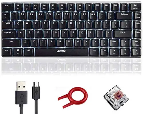 FELiCON Mechanical Keyboard AK33 White LED Backlit USB Cable Gaming Mechanical Keyboard, 82-Key Compact Mechanical Gaming Keyboard with Anti-ghosting Keys for Gamers and Typists
