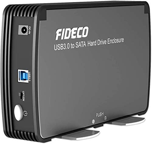 FIDECO 3.5/2.5-Inch Hard Drive Enclosure Case with Fan, USB 3.0 to SATA Hard Drive for HDD Enclosure & SSD External Hard Drive Case Support 16TB with UASP