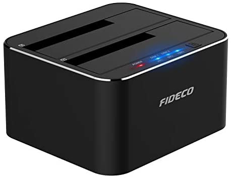 FIDECO USB 3.0 to Dual Bay SATA Hard Drive Docking Station for 2.5/3.5 Inches HDD SSD, Sata Dock with Duplicator/Offline Clone Function, Support 12TB