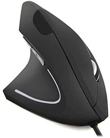 FIRSTMEMORY Left Handed Mouse Vertical Ergonomic Mouse Wired Optical Mice 800/1200/1600DPI for Computer PC Laptop Desktop