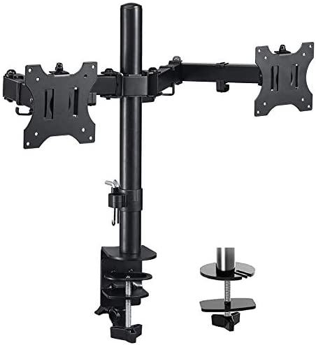 FORGING MOUNT Dual Monitor Desk Stand Mount, Full Motion Adjustable Computer Monitor Arm Mount Fits 13″ to 27″ LCD Screens, VESA 75 100,Each Arm Holds up to 22lbs,with C-Clamp and Grommet Base