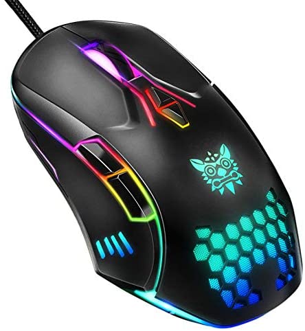 FVF Gaming Mouse Wired, 6400 DPI Adjustable, 7 Programmable Buttons, Ergonomic Game|RGB|USB Computer Mice, Gamer Desktop Laptop PC Gaming Mouse, 7 Buttons for Windows XP/7/8/10 Mac OS Linux