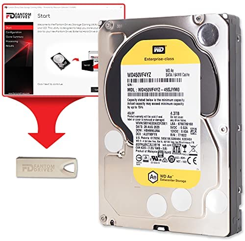 Fantom Drives WD 4TB (4.3TB) 7200RPM Enterprise Hard Drive Upgrade Kit, 3.5″, SATA 6.0 Gb/s, 64MB Cache with FD Cloning Utility in USB Flash Drive (HDD4000PC-KIT)