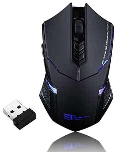 FarSight 2.4G Wireless Gaming Mouse, LED Backlight,2400DPI 5 Adjustable DPI Mice, 6 Programmable Buttons for Gamer PC, Laptop, Notebook, Computer, Macbook,Black