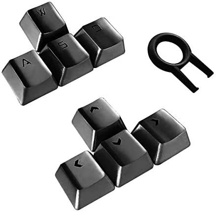 Fitlink FPS & MOBA Gaming Keycaps, Durable Stainless Steel Metal Keycap with Key Puller for Mechanical Keyboard Cherry Mx Switch (WASD+Direction Keys) (Black)