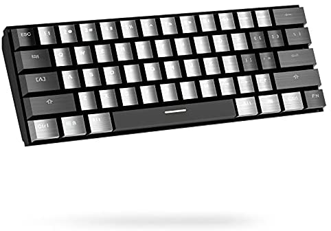 Fitlink Metal Keycaps Mechanical Gaming Keyboard with Blue Switches, Support USB Bluetooth Connection, 15 RGB LED Backlit, for Windows Mac PC(Black/Silver)