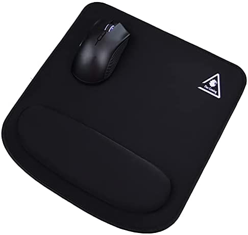 Flex Gaming Mouse Pad with Wrist Support – Large (12.6 x 13 inches) Black Cloth Mousepad | Stitched Edges | Non-Slip Rubber Base | Ergonomic Foam Wrist Rest (Large)