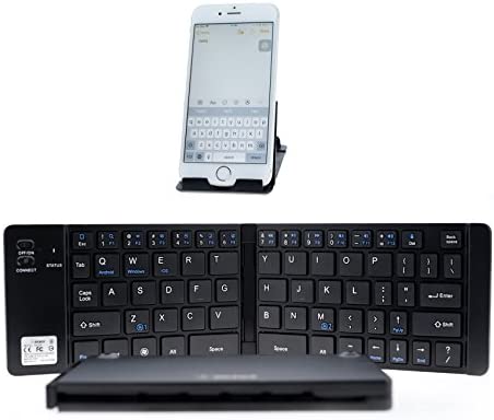 Foldable Keyboard Bluetooth,Geyes Wireless Portable Bluetooth Keyboard with Stand Holder,Pocket Size Ultra Slim Aluminum Alloy Folding Keyboard for iPad,iPhone, Laptops and Smartphones (Black)