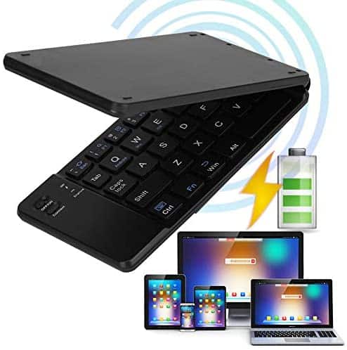 Foldable Wireless Bluetooth Keyboard USB Wired Rechargable Portable Mini Wireless Keyboard Rechargeable Full Size Ultra Slim Folding Keyboard Portable Pocket Size Convenience