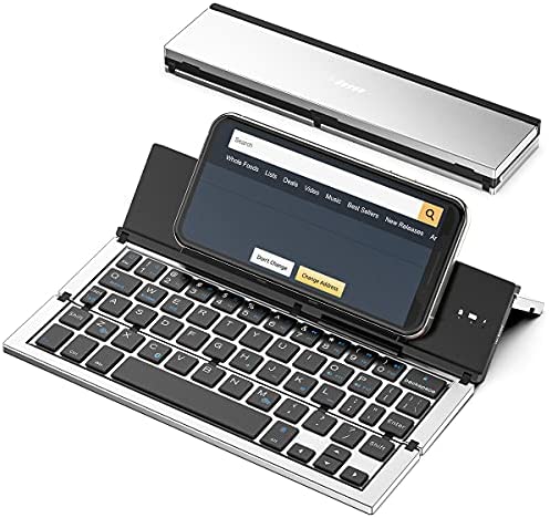 Folding Keyboard,Geyes Portable Foldable Wireless Bluetooth Keyboard with Portable Pocket Size, Aluminum Alloy Housing for iPhone,iPad, Tablet,Laptops and Smartphones