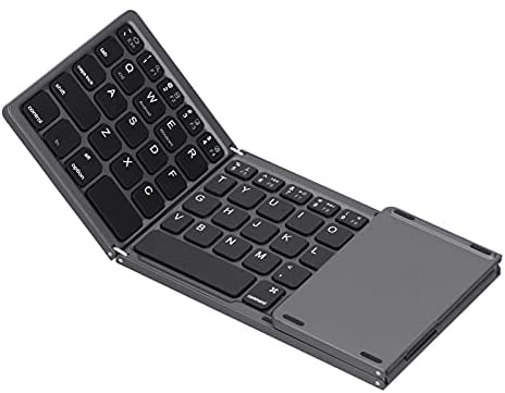 Folding USB Bluetooth Dual‑Mode Keyboard,Portable Bluetooth 140mAh Rechargeable Ultra-Thin Keyboard,with TouchPad(Black)