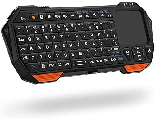 Fosmon Mini Bluetooth Keyboard (QWERTY Keypad), Wireless Portable Lightweight with Built-In Touchpad, Compatible with Apple TV, PS4, HTPC/IPTVVR Glasses, Smartphones and more