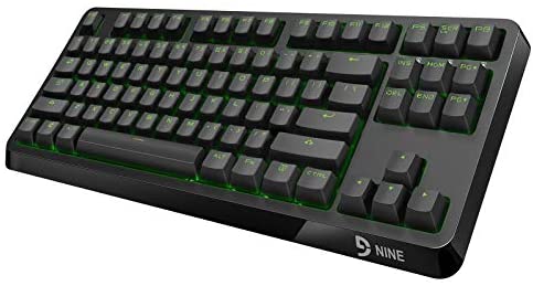 Fuhlen G87S Mechanical Gaming Keyboard 87 Keys – Tactile & Clicky Cherry MX Blue Switches – PBT Keycaps & Green LED Backlit – 100% Anti-Ghosting Design for PC & Laptop (Black)