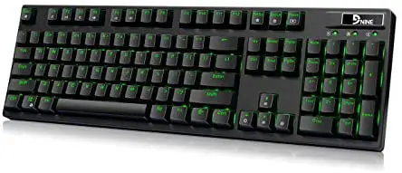 Fuhlen G902S Mechanical Gaming Keyboard 104 Keys – Tactile & Clicky Cherry MX Blue Switches – Green LED Backlit – Full Keys Anti-Ghosting Design for PC Windows (Black)