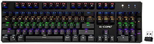 G-Cord Wireless Mechanical Gaming Keyboard, 104 Keys Wired Keyboard with Numpad, Anti-Ghosting Computer Keyboard for PC Desktop Gamers