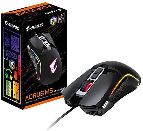 GIGABYTE AORUS RGB 16000 dpi Optical Sensor Fully Programmable and Saved Onboard 16.7M Customizable Lighting Gaming Mouse – GM-AORUS M5