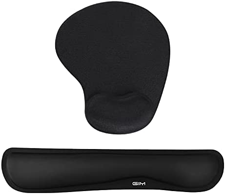 GIM Keyboard and Mouse Pad with Gel Wrist Rest Support, Memory Foam Set with Non Slip Rubber Base for Office, Gaming, Computer, Laptop and Mac