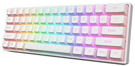 GK GAMAKAY MK61 Wired Mechanical Keyboard, Keys Compact Keyboard Gateron Optical Switch PBT Pudding Keycaps, Waterproof RGB Backlit Programmable Hot Swappable Gaming Keyboard (Yellow Switch V2, White)