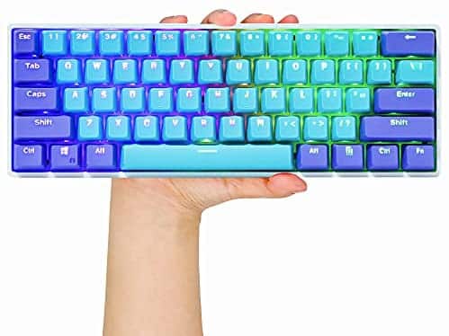 GK61 Mechanical Keyboard 60 Percent SK61 60% Mini RGB Gaming Keyboard with Hot Swappable Silent Red Switch for PC/Win/PS4/Xbox (Speed Silver, Shen2)