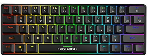 GK61 SKYLOONG SK61 60% Mechanical Keyboard,Full Keys Programmable,RGB Portable Small Compact Waterproof Gaming Keyboard 61 Keys Gateron Blue Switchs Hot Swappable Keyboard for PC Mac Laptop Computer