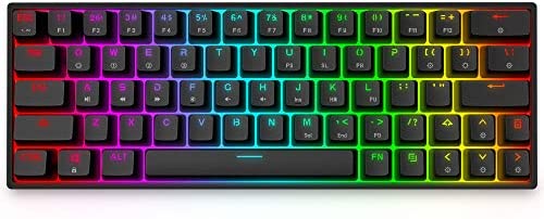 GK64 60% Mechanical Keyboard, Hot Swappable Portable 64 Keys RGB Backlit Wired Gaming Keyboard with Gateron Optical Axis Waterproof Programmable (Gateron Optical Brown Switch)