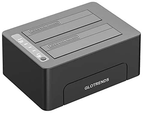 GLOTRENDS 2-Bay Standalone Hard Drive Eraser for 2.5″ 3.5″ SATA SSD/HDD Re-use or Re-Purpose SATA Drive, 2-Bay USB 3.0 HDD Docking Station for 2.5″ 3.5″ SATA SSD/HDD (BE2)