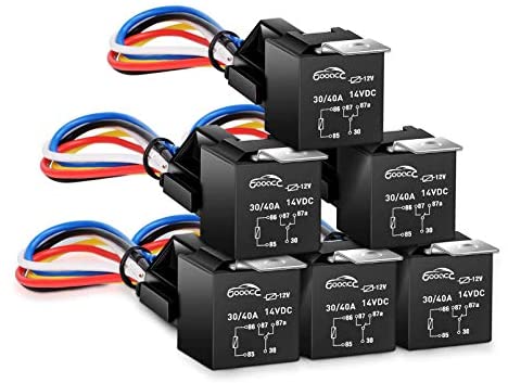 GOOACC – G-RE6 6 Pack Automotive Relay Harness Set 5-Pin 30/40A 12V SPDT with Interlocking Relay Socket and Harnesses,2 years Warranty