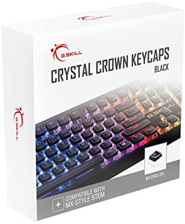G.SKILL Crystal Crown Keycaps – Keycap Set with Transparent Layer for Mechanical Keyboards, Full 104 Key, Standard ANSI 104 English (US) Layout – Black