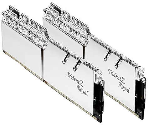 G.Skill Trident Z Royal Series [Silver] 32GB (2 x 16GB) 288-Pin SDRAM (PC4-25600) DDR4 3200 CL16-18-18-38 1.35V Dual Channel Desktop Memory Model F4-3200C16D-32GTRS
