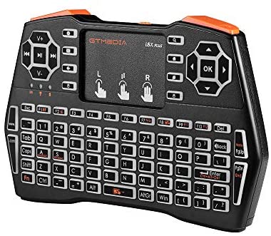GTMEDIA 2.4G Mini Wireless Keyboard with Touchpad, USB Rechargeable Backlit QWERTY Keypad Remote Controller 92 Keys Gaming Mouse Combo for Laptop/Smart TV