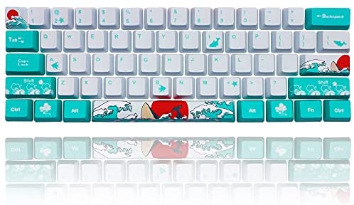 GTSP 108 Japanese Keycaps 60 Percent for GK61 RK61 Anne Pro 104/87/61 Custom Key Cap Set for Cherry Mx Gateron Kailh Switch 60% Mechanical Gaming Keyboard (Coral Sea)