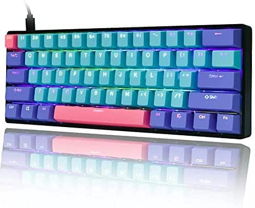 GTSP GK61 60% Mechanical Keyboard SK61 Custom Hot Swappable 60 Percent Gaming Keyboard with RGB Backlit PBT keycaps NKRO Type-C Cable for Win/PC/Mac/Ps4 (Gateron Optical Red, Joker)