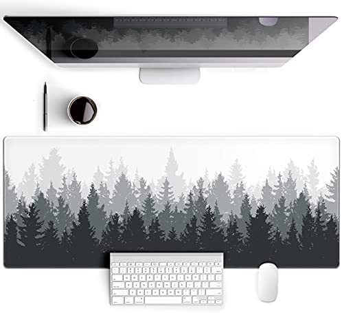 Galdas Gaming Mouse Pad Forest Background Pattern XXL XL Large Mouse Pad Mat Long Extended Mousepad Desk Pad Non-Slip Rubber Mice Pads Stitched Edges Thin Pad (31.5×11.8×0.08 Inch)-Tree