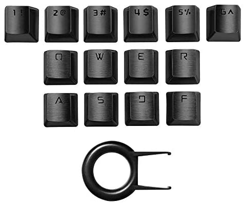 GamCap FPS & MOBA Custom Gaming Keycap,Keycaps Set(14 Keys) Include Key Puller,Durable Stainless Steel Metal Keycap Compatible with Mechanical Gaming Keyboard 60% Keuboards Cherry Mx Switch(Black)