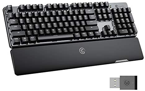GameSir GK300 Mechanical Gaming Keyboard, 2.4GHz Bluetooth Game Keyboard, TTC Blue Switches 1ms Low Latency Wireless Mechanical Keyboard with 104 Standard Keys for Windows PC, Laptop, iPad and Mac